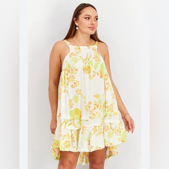 Free People Fleur Printed Tunic Mini Dress in Retro Combo Sz. Small - Picture 5 of 13